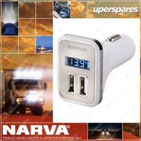Narva Dual Usb Adaptor With L.E.D Volt/Amp Meter Display Blister Pack Of 1