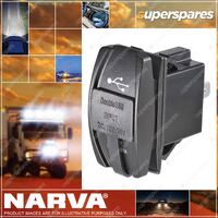 Narva 12 / 24 Volt Dual Usb LED Illuminated Socket Blue Color Blister Pack