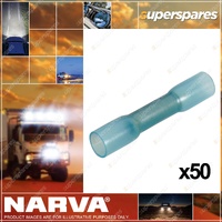 Narva 6.3 X 0.8mm Cable joiner Adhesive Lined Heatshrink Terminal Blue 50 Pack