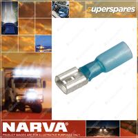 Narva 6.3 X 0.8mm Adhesive Lined FeMale Blade Terminal Blue Color 50 Pack