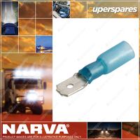 Narva 6.3 X 0.8mm Adhesive Lined Male Blade Terminal Blue Colour 50 Pack