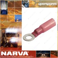 Narva 2.5-3mm Adhesive Lined Ring Terminal Red 5/32 Diameter Blister Pack Of 20