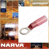 Narva 2.5-3mm Adhesive Lined Ring Terminal Red 3/16 Diameter Blister Pack Of 20