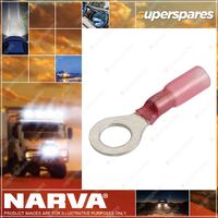 Narva 2.5 - 3mm Adhesive Lined Ring Terminal Red 1/4 Diameter Blister Pack Of 12