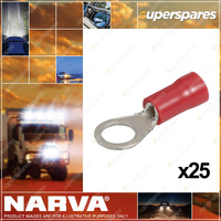 Narva 5.0mm Red Insulated Ring Terminal Wire size 2.5-3mm - Blister Pack of 25