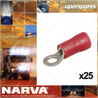 Narva 3.0mm Red Insulated Ring Terminal Wire size 2.5-3mm - Blister Pack of 25