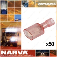 Narva Fully Insulated - 6.3 X 0.8mm Male Blade Terminal - Red 50 Pack