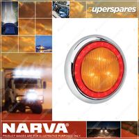 Narva 9-33V LED Rear Direction Indicator Lamp Amber W/ Red Tail Ring Chrome base