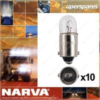 Narva 12V 2W Ba9S Instrument / Licence Plate Incandescent Globes Box Of 10