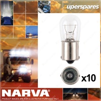 Narva 12V 15Cp (12W) BA15S Incandescent Globes - 19mm wide x 46mm Box Of 10