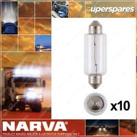 Narva 24 Volt 21W SV8-5.8 T-15mm Festoon Globes - 15mm wide x 44mm Box Of 10