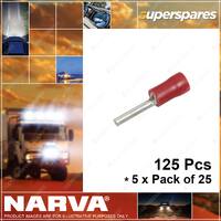 Narva 2.0mm Pin Terminal Flared Vinyl Insulated Red Color 5 x Pack of 25