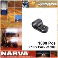 Narva 9.5mm Nylon Cable Clamps Black Colour P-Clips 10 x Pack of 100