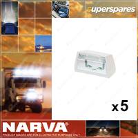 5 x Narva Licence Plate Lamps White Body w/Self Tapping Screws 86542