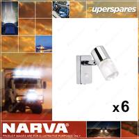 6 x Narva 10-30V LED Chrome Interior Lamps with Touch On/Dim/Off Switch 1W