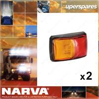 2 x Narva 10-33V LED Side Marker Lamps Red Amber w/Black Deflector Base 91402
