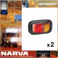2 x Narva 9-33V LED Side Marker Lamps Red / Amber with Vinyl Grommet 0.5m Cable