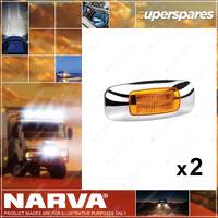2 x Narva 9-33V LED Light Guide Side Marker Lamps w/Chrome Cover - 90 x 37mm