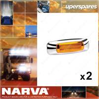 2 x Narva 9-33V LED Light Guide Side Marker Lamps w/Chrome Cover - 118 x 39mm