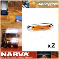 2 x Narva 9-33V LED Light Guide Side Marker Lamps w/Chrome Cover - 146 x 40mm