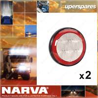 2 x Narva 9-33V LED Reverse Lamps White with Red LED Tail Ring w/Black Base