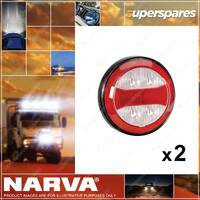 2 x Narva 9-33V Model 43 LED Rear Stop and Reverse Lamps with Red LED Tail Ring