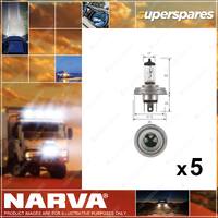 5 x Narva H4 Halogen Globes 12 Volt 60/55W P45T Headlamp Light for Mercedes Benz