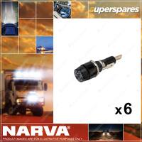 6 x Narva Panel Mount Glass Fuse Holders Push On Terminals 10 Amp 54392BL