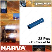 Narva Blue Insulated Cable Joiners Wire Size 4 mm - 2 x Blister Pack of 14