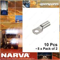 Narva 50mm2 12mm Stud Straight Barrel Cable Lugs Blister Pack 5 x Pack of 2