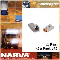 Narva 2 Way DTP Connector Kits w/Wedges - Male/Female Blister Pack 2 x Pack of 2