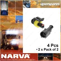 Narva 1 Way Waterproof Connectors Terminals and Seals Male/Female 2 x Pack of 2