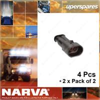 Narva 2 Way Waterproof Connectors Terminals and Seals Male/Female 2 x Pack of 2