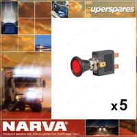 5 x Narva Illuminated Off/On Push/Pull Switchs with Red LED Blister Pack