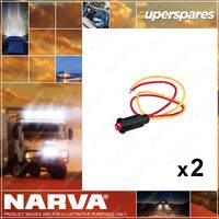 2 x Narva 12 Volt Pilot Lamps Pre-Wired With Red LED 180mm leads Blister Pack