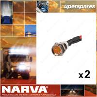 2 x Narva 12 Volt Sealed Pilot Lamps Clear Lens with Amber LED Blister Pack