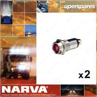 2 x Narva 12 Volt Chrome Pilot Lamps with Red LED Blister Pack 62092BL