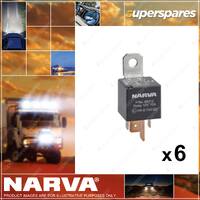 6 x Narva 12 Volt Normal Open Relays 4 Pin 70 Amp Blister Pack 68012BL