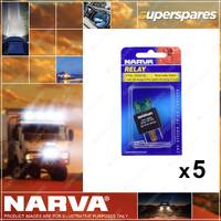 5 x Narva 12 Volt Fused Relays 4 Pin 30 Amp Blister Type Pack 68060BL