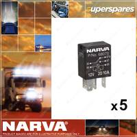 5 x Narva 12V Micro Change Over Relays 5 Pin 20/10 Amp Blister Pack 68070BL
