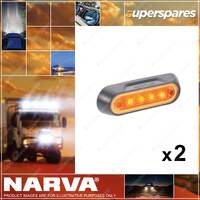 2 x Narva 10-30V LED Front End Amber Lamps with Grey Deflector Base 90822BL