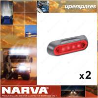 2 x Narva 10-30V LED Rear End Outline Marker Lamps Red with Grey Defl 90832BL