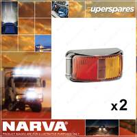 2 x Narva 9-33V LED Side Marker Lamps Red Amber w/Chrome Deflector Base 91602C