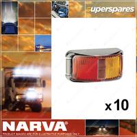 10 x Narva 9-33V LED Side Marker Lamps Red Amber w/Chrome Deflector Base 91602C