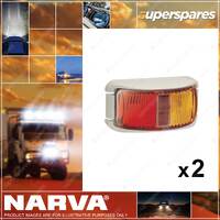 2 x Narva 9-33V LED Side Marker Lamps Red Amber with White Deflector Base 91602W