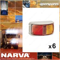 6 x Narva 9-33V LED Side Marker Lamps Red Amber with White Deflector Base 91602W