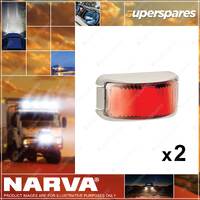 2 x Narva 9-33V LED Rear End Outline Marker Lamps Red with White Deflector Base