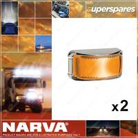 2 x Narva 9-33V LED Side Direction Indicator Lamps Amber w/Chrome Deflector Base