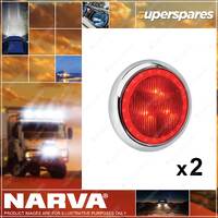 2 x Narva 9-33 Volt LED Rear Stop Lamps Red with Red LED Tail Ring w/Chrome base