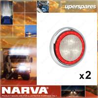 2 x Narva 9-33V LED Reverse Lamps White with Red LED Tail Ring w/Chrome base